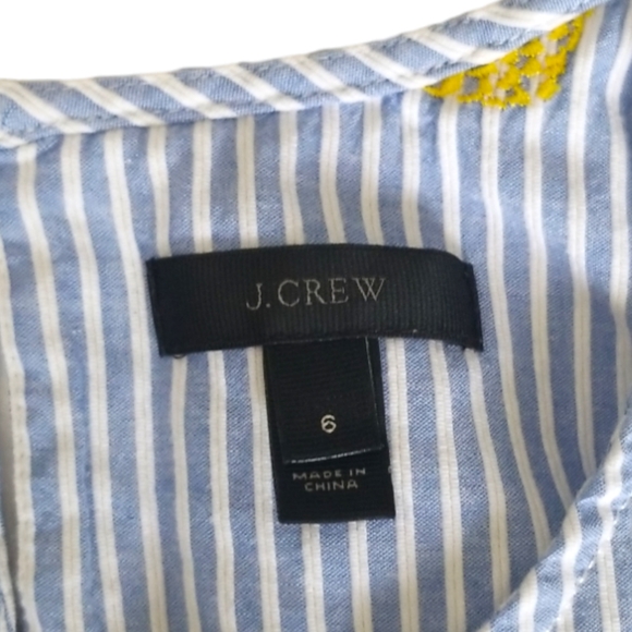 J. Crew Blue Striped Sleeveless Top Embroidered Pineapple SZ 6 - Picture 8 of 11